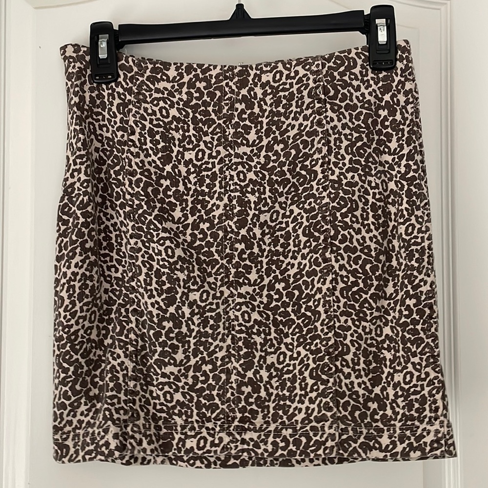 Leopard denim miniskirt